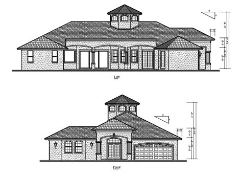 House Elevation Design Autocad Drawing Cadbull