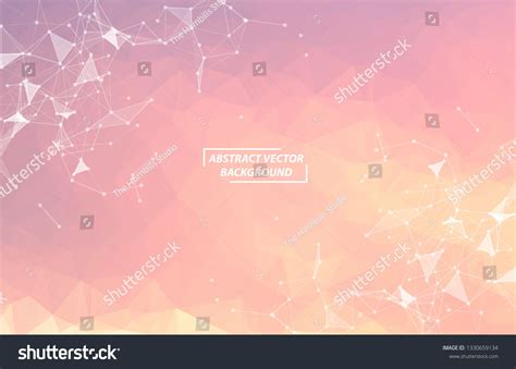 Abstract Pink Polygonal Space Background With Connecting Dots And Lines
