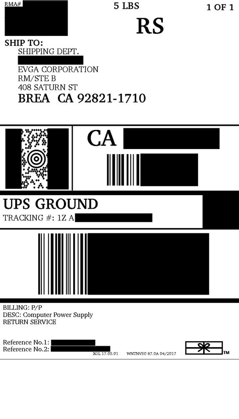 It is basically used either below. FAQ ID # 59697 - Prepaid UPS Shipping Label (ARS Labels for Standard RMAs and EARs)