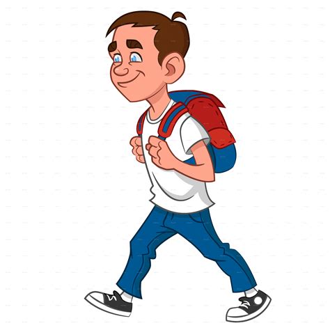 Download Clipart Walking Boy School Bag Animated School Boy Png