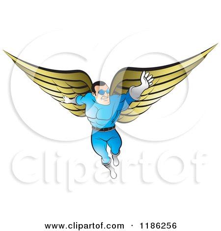 More images for superhero with wings » Clipart of a Super Hero Man with Gold Wings - Royalty Free ...