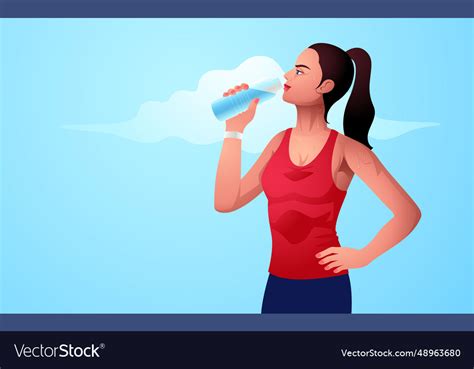 An Attractive Young Woman Drinking Water After Vector Image