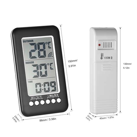 Lcd ℃℉ Digital Wireless Indooroutdoor Thermometer Clock Temperature