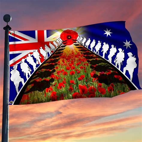 anzac day flag poppy australia grommet flag lest we forget flag we will remember them double