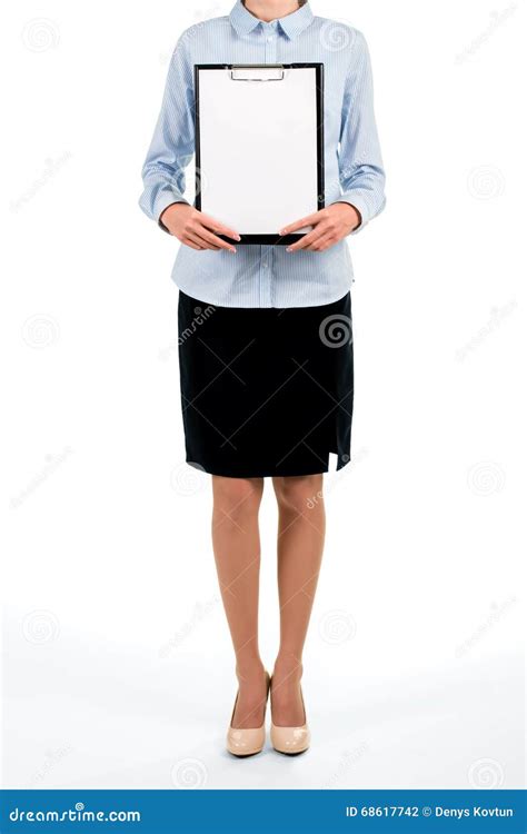 Official Woman Holding Blank Clipboard Stock Photo Image Of Employee