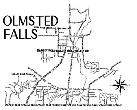 Olmsted Falls Ohio Map Print Whereabouts Shop