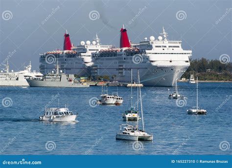 Nassau Harbour Cruise Ships And Yachts Stock Photo Image Of Moored