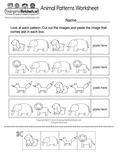 Free Printable Pattern Activity Worksheet For Kindergarten