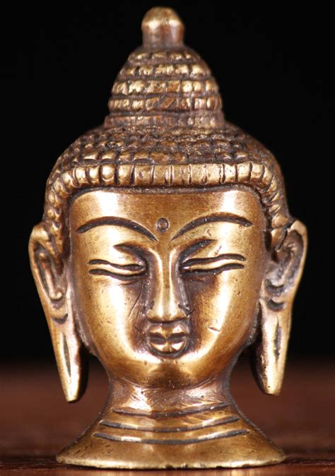 Brass Small Buddha Head Statue 2.5