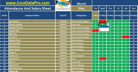 Download Salary Sheet With Attendance Register In Single Excel Template