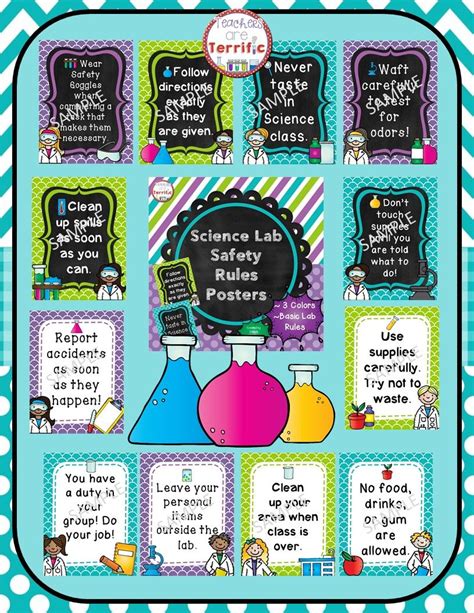 Science Safety Posters In Purple Lime And Teal Lab Safety Science