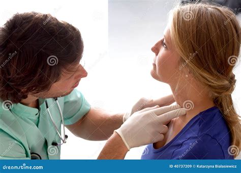 Doctor Checking Lymph Nodes Stock Image Image Of Doctor Check 40737209