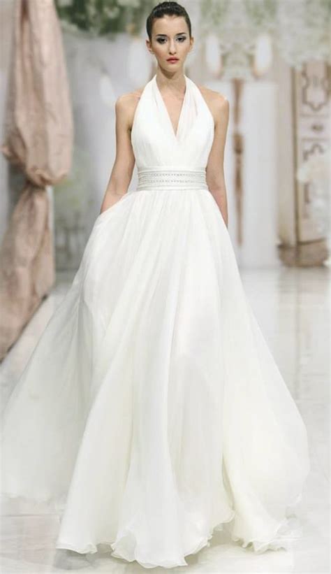 White Halter Style Wedding Dress Modwedding
