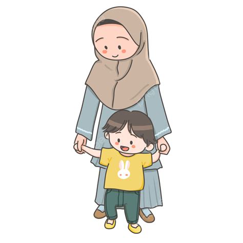 Gambar Ibu Dan Anak Mama Keluarga Muslim Bayi Kecil Png Transparan