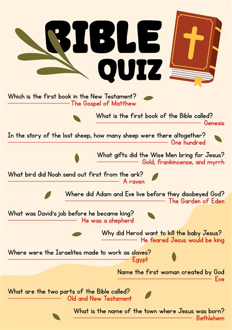 Bible Trivia Printable Questions Answers Printable World Holiday