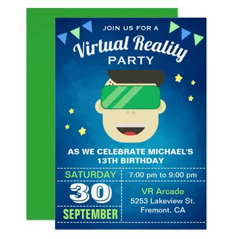 Vr Game Virtual Reality Birthday Party Invitation