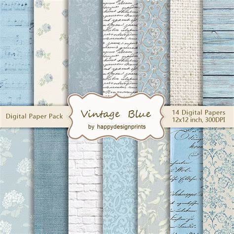 Vintage Blue Shabby Chic Rustic Teal Country Digital Paper Etsy In