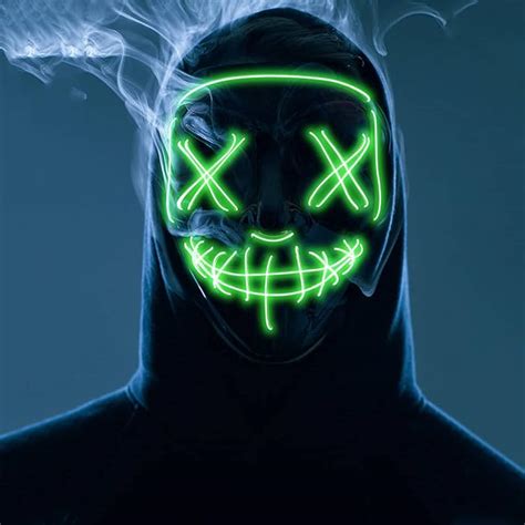 Buy Led Purge Mask Halloween Light Up El Wire Hacker Mask Scary Led
