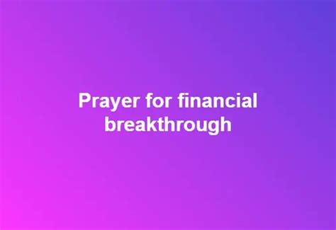 Prayer For Financial Breakthrough