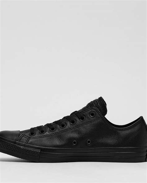 Converse Chuck Taylor All Star Leather Lo Cut Shoes In Black Monochrome