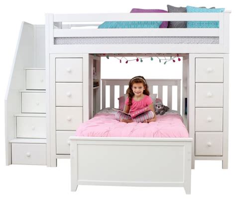 Find creative ideas for your home plus loft beds for kids, teens, college and adults. Chelsea Twin Twin L Shaped Storage Loft Bed with Stairs ...