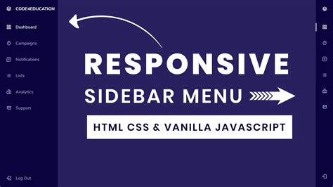 How To Create Responsive Sidebar Menu Using Html Css And Javascript