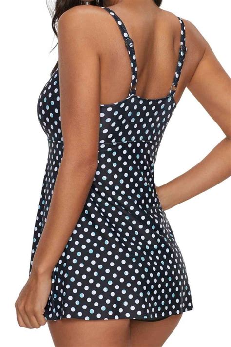 Plus Size Polka Dots Print Skirted Swimsuit In 2022 Swim Dress Plus