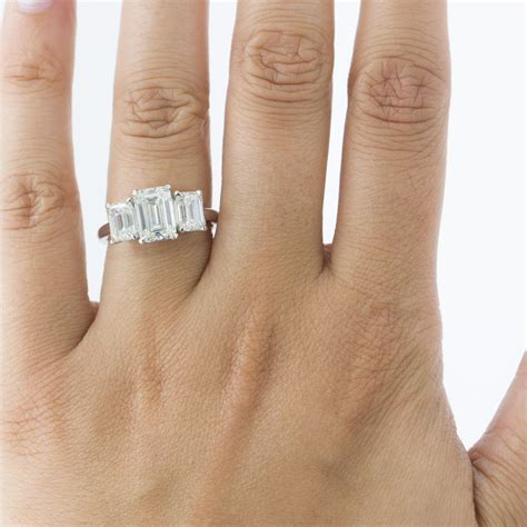 Emerald Cut 3 Stone Engagement Ring Setting In Platinum