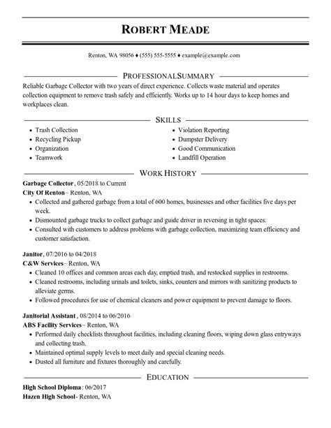 Professional Waste Management Resume Examples