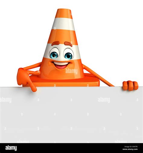 Cartoon Character Construction Cone Sign High Resolution Stock