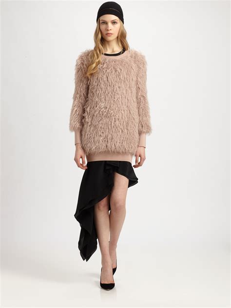 Philosophy Faux Fur Sweater In Natural Lyst
