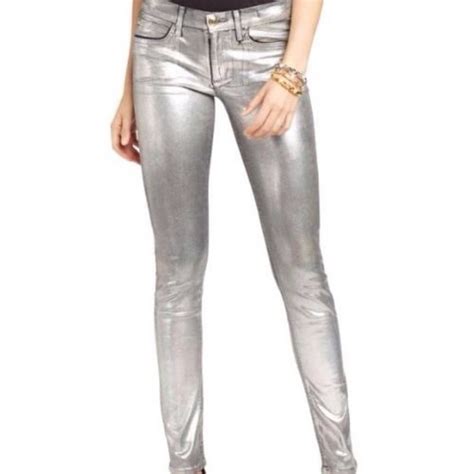 Juicy Couture Pants And Jumpsuits Juicy Couture Silver Coated Jeans