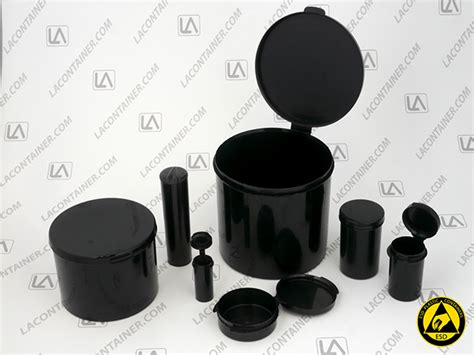 Black Conductive ESD Plastic Containers And Vials With Lids