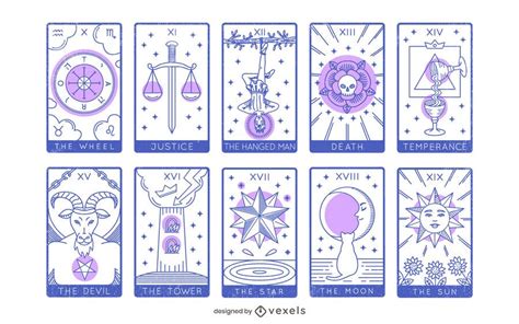 Tarot Major Arcana Design Set 10 To 19 Vector Download