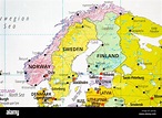 Scandinavian countries map with Norway, Sweden, Finland and Denmark ...