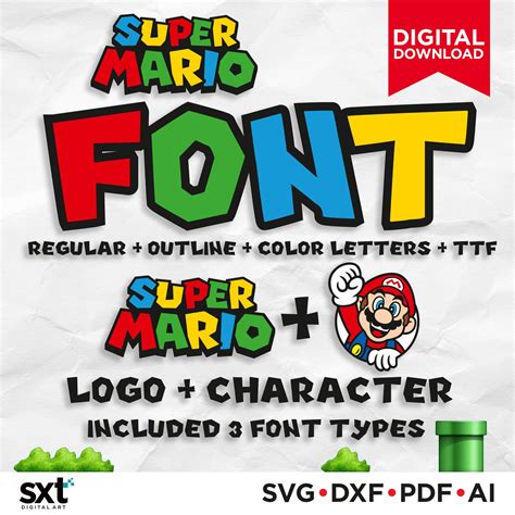 Buy Super Mario Font Svg Super Mario Svg Super Mario Letter Super Mario