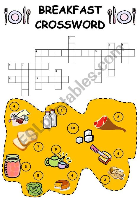Breakfast Crossword Esl Worksheet By Kailu1983