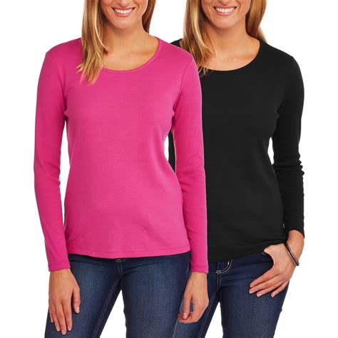 White Stag Womens Essential Long Sleeve T Shirt 2 Pack Value Bundle