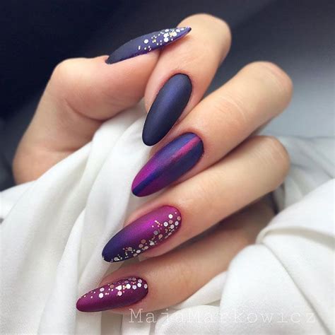 Use glitter strippers for the rainbows. Ideas of Perfect Matte Acrylic Nails | NailDesignsJournal.com