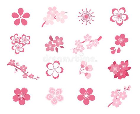Cherry Blossom Japanese Sakura Vector Icon Set Stock Vector Image 73219410 Ilustración De