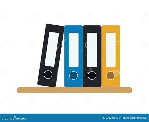 Office Folders Isolated On White Background Cartoon Flat Style Stock