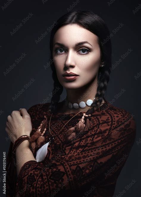 Portrait Of Beautiful Native American Woman Portrait Of Beautiful