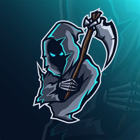 Mascot Logo Concept Reaper Premium Vector
