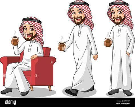 Set Of Businessman Saudi Arab Man Cartoon Character Design Making A
