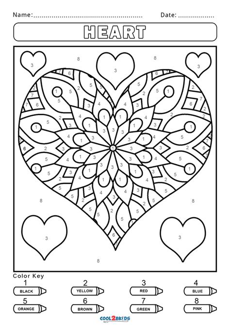 Valentine Coloring Pages By Numbers Valentines Color By Number