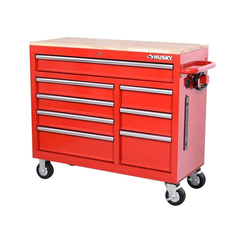 Husky 42 In W X 181 In D 8 Drawer Red Mobile Workbench Cabinet With