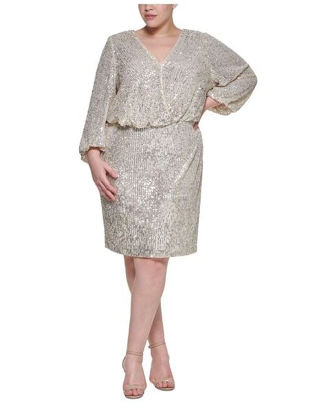 Eliza J Synthetic Plus Size Sequin Sheath Dress In Silver Metallic Lyst