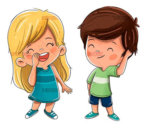 Niños Amigos Sonriendo Feliz Dibustock Dibujos E Ilustraciones