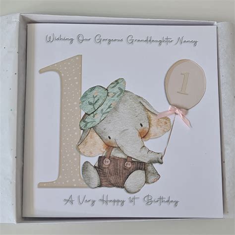 Personalised Boxed 1st Birthday Card Granddaughter Daughter Etsy