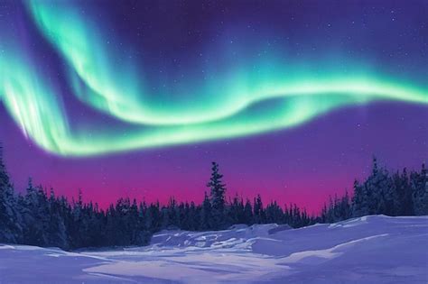 Premium Photo Northern Lights Over The Forest Aurora Borealis With